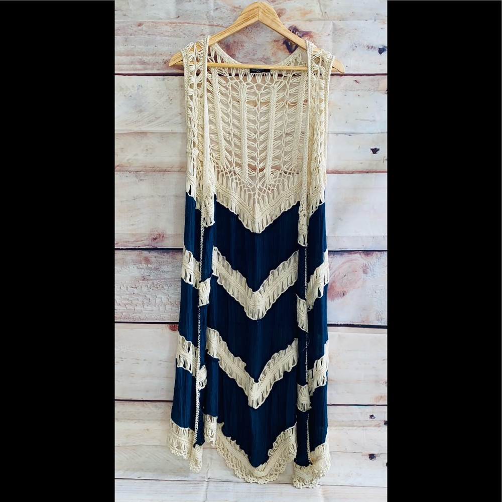 Vivid Importers Boho Crochet Vest Sz M